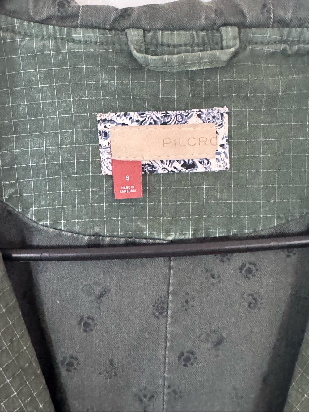 Pilcro Olive Green Hooded Trench with Patterned Sleeve Panels - Picture 3 of 6